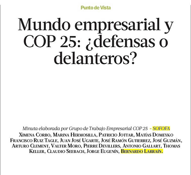 Columna La Tercera – Mundo empresarial y COP25: ¿Defensas o Delanteros?